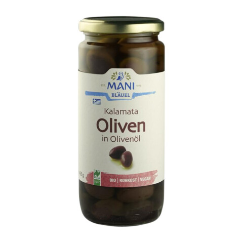 Oliven in Olivenöl, schwarz, 455g